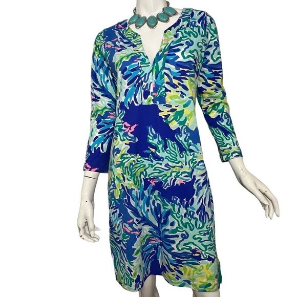 Lilly Pulitzer Riva Dress in‎ Wade and Sea Blue Print - M - Picture 3 of 16